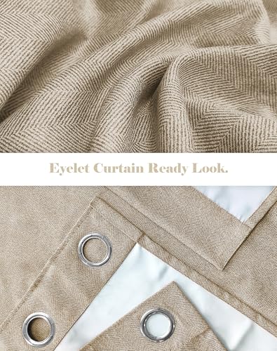 Image of Casableu Twillbone Digital Print 85% Blackout Curtains for Long Door /Window, Thermal Insulated, Tie Back, Wider Width 50 in, Eyelet Curtains for Living Room /Bedroom (L Brown 9 ft Set of 2)