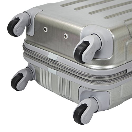 Travelers Club Polaris Hardside Metallic Spinner Luggage, Silver, Carry-On 20-Inch