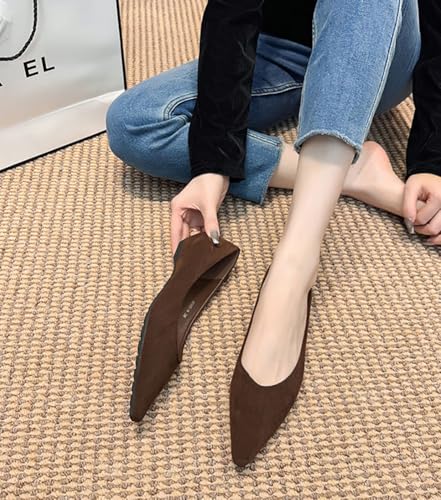 Niction Suede Flats for Women Casual Trendy Fall Pointed Toe Flat Shoes Cute Mary Jane Ballet Flats Shoes Comfortable Dressy Work Flat 20252