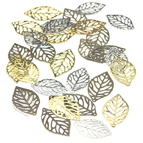 HARU雑貨 透かし チャーム リーフ 3色30枚セット 24mm×14mm 枯葉 落ち葉 パーツ アクセサリー 葉脈のサムネイル