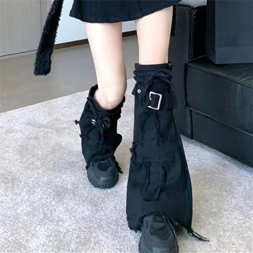 Image of HeiBai Xiong Punk Leg Warmers Women Hippie Gothic Y2k Harajuku Goth