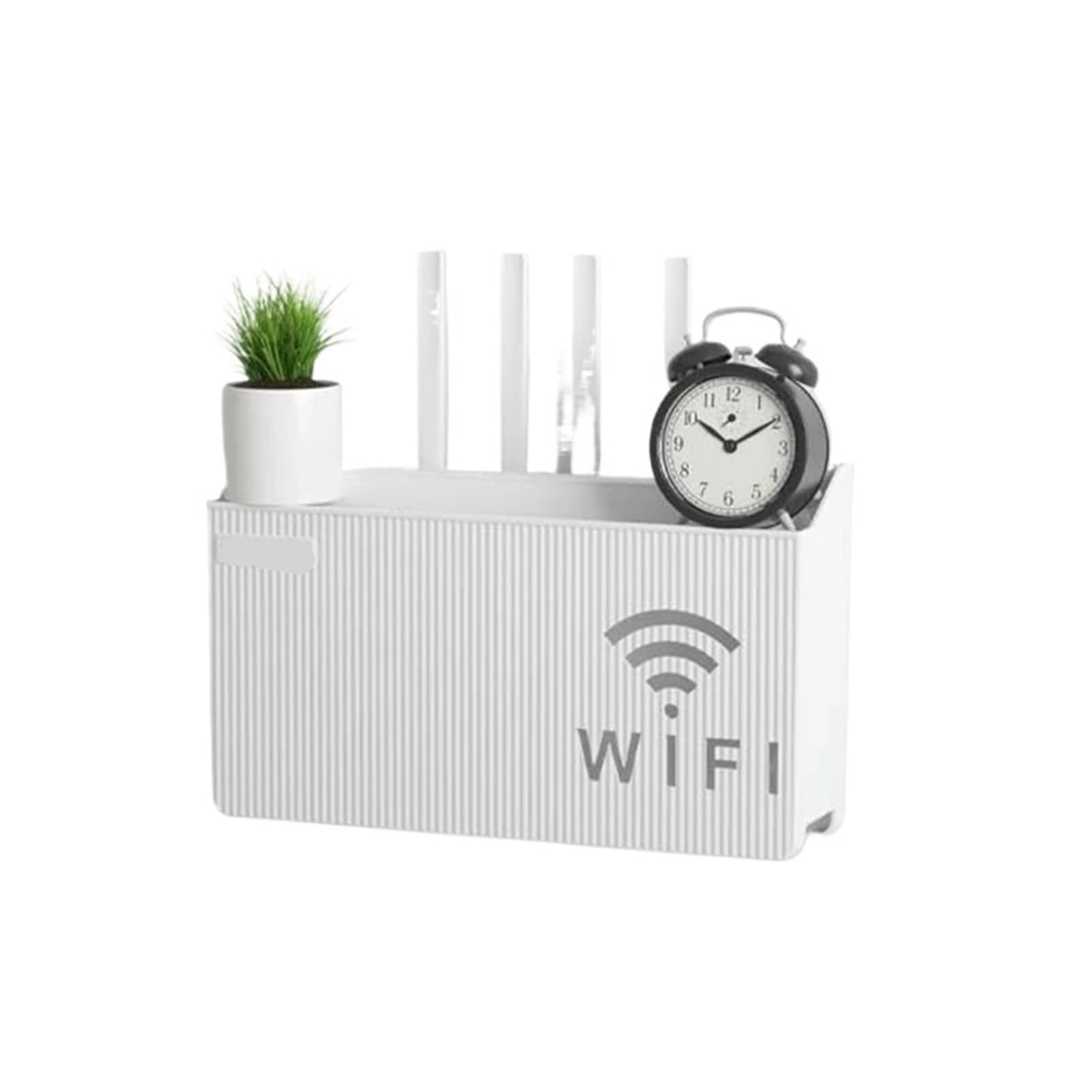Sqqcreato White Wifi Router Storage Box Wall Mounted Storage Box, Wireless Wifi Set-Top, Router Rack, Non Perforated(White)