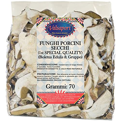 Valsapori - FUNGHI PORCINI SECCHI (70 gr) - Qualità SPECIAL | Funghi Porcini a Fette, Essiccati al Sole, Ottimi come Condimento per Pasta e Risotto | Funghi Selezionati da Raccolto di Prima Scelta