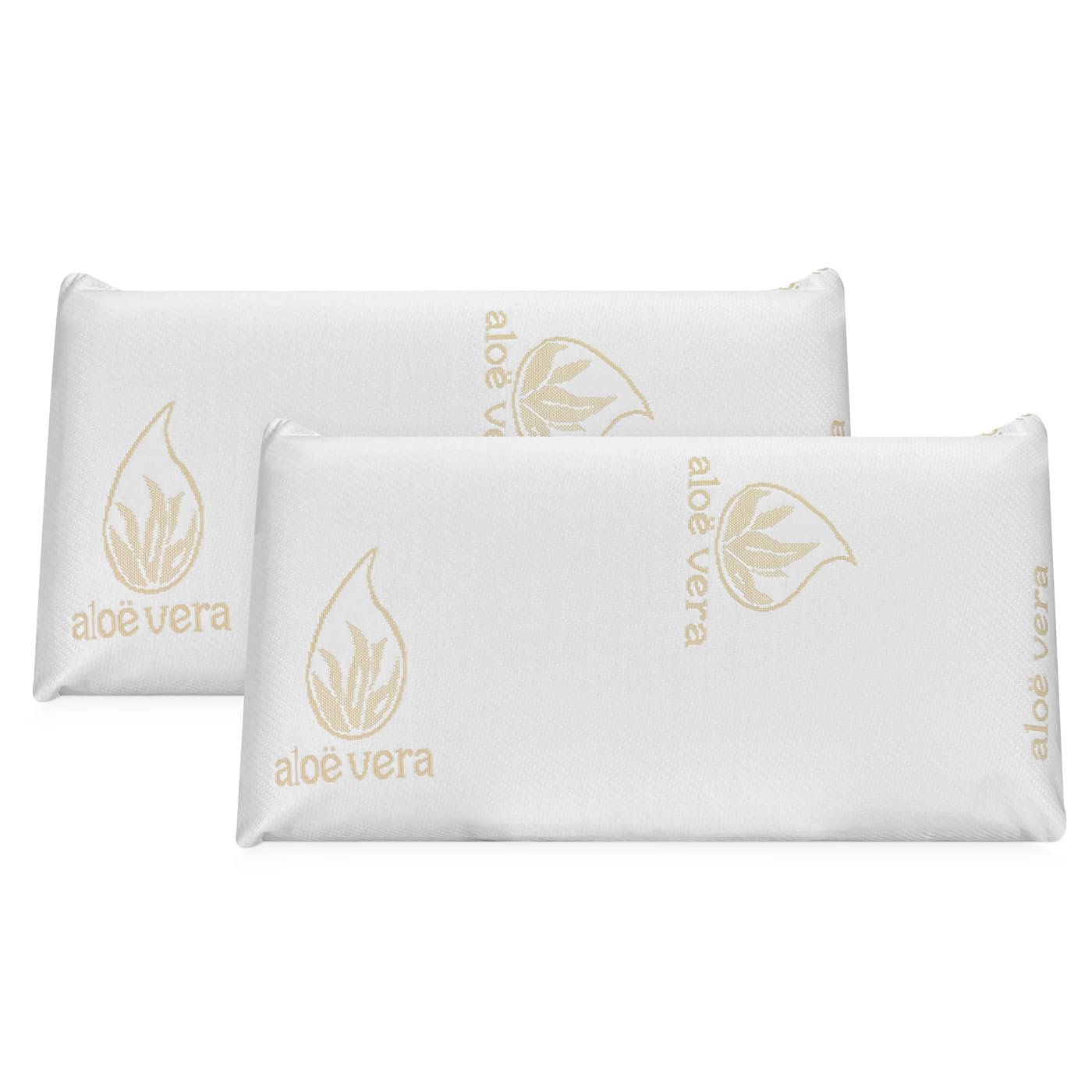 DUÉRMETE ONLINE - Almohada Viscoelástica Aloe Vera Visco | Máximo Confort y Excelente Adaptabilidad con Propiedades Antiestrés | 2 Unidades de 70 x 40 cm