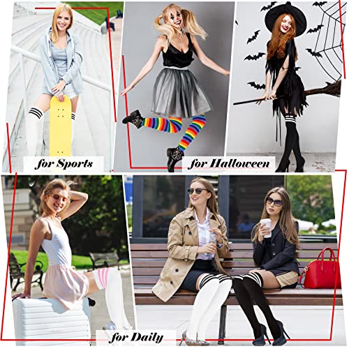 Olreco Thigh High Socks for Women Striped Over the Knee High Socks for Women Halloween Stockings Long Tube Sock Thigh Highs4