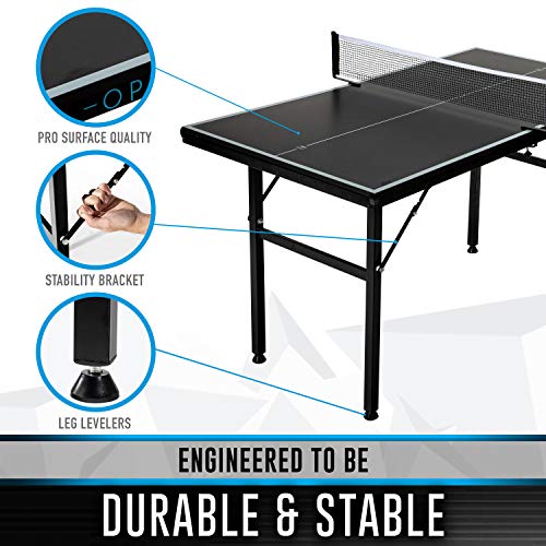 Franklin Sports Optima Mid Sized Table Tennis Table - Attach Net and Play - Indoor Apartment Sized Table for All Level Table Tennis Players - image 6