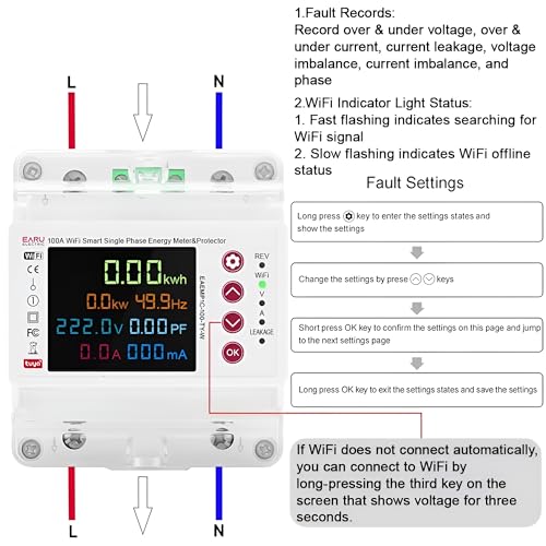 Image of XPR3SS 100A Single Phase Smart Bidirectional Energy Meter with WiFi | Remote Control kWh Power Meter | App Monitoring, Timer, Over /Under Voltage, Overload & Leakage Protection Circuit Breaker