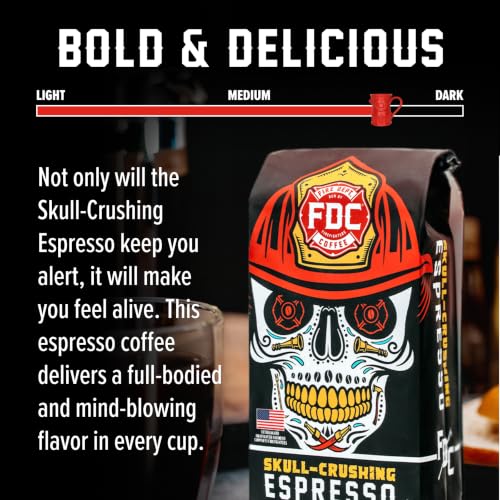 Image of Fire Department Coffee Skull-Crushing Espresso Ground Coffee - 12 Ounce (Pack of 6)