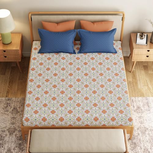Image of Mytrident Bedsheet for Double Bed Queen Size |90 Inches x 100 Inches | Flourish Red