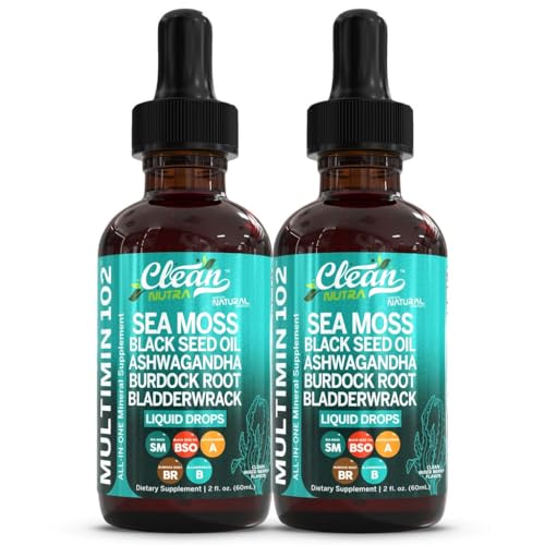Clean Nutraceuticals Sea Moss Drops with Ashwagandha & Burdock (2 Pack)