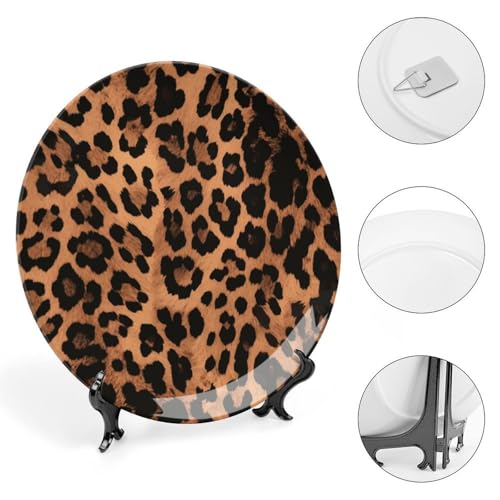 Plato decorativo estilo chino patrón leopardo 6 pulg miniatura 4