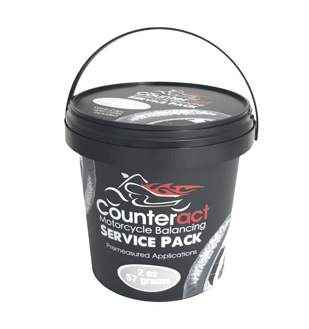 Counteract MKSP2 Motorcycle Tire/Wheel Balancing Bead Bulk Shop Service Pack Bucket - (20) 2oz Pre-measured Bead Bags, (20) Vortex Valve Caps and Cores