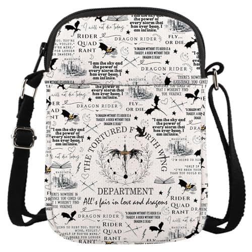 GJTIM Novel Inspired Dragon Riders Crossbody Bag Dark Academia YA Fantasy Book Merch for Book Lovers (Tortured FW CR)