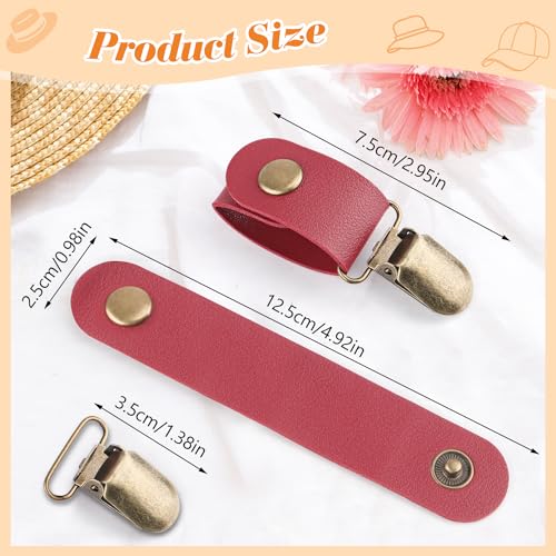 10pcs Sun Hat Clip,Portable PU Leather Clips for Holding Cap on Bag,Travel Hat Clip for Purse,Backpack,Luggage,Glasses,Scarves,Outdoor Travel Accessory,10Colors2