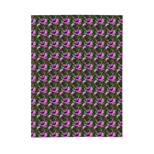 Couverture plaid papillon rose et violet pour lit et canapé