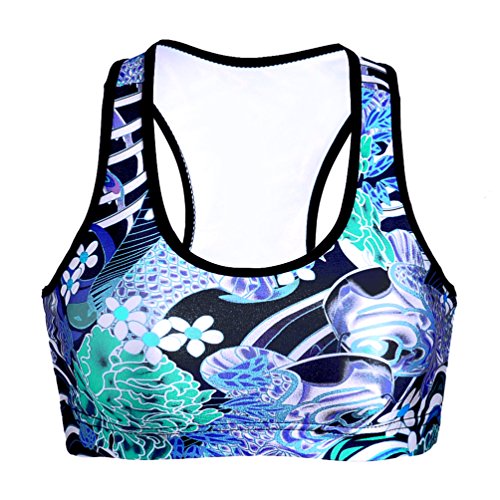 Image of Sister Amy Women's Aerobics Gym Dance Yoga Vest Printed Sports Bra Top Vest