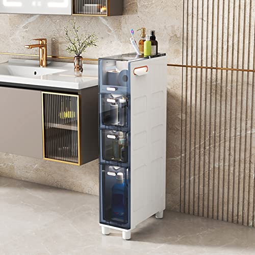 MEWVABKW Mueble de baño de 5 cajones, Delgado, Transparente y con Ruedas, solución de Almacenamiento Que Ahorra Espacio para Espacios pequeños y Estrechos