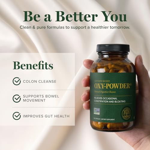 global healing center oxy-powder oxygen based safe and natural colon cleanser and relief from occasional constipation 120 capsulespackaging may vary