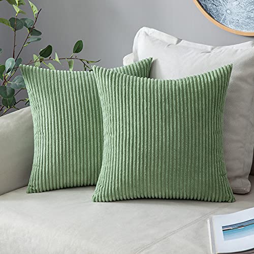 MIULEE Pack of 2, Corduroy Soft Soild Decorative Square Throw Pillow Covers Set Cushion Cases Spring Pillowcases for Sofa Bedroom Couch 18 x 18 Inch, Bean Green MIULEE Pack of 2, Corduroy Soft Soild Decorative Square Throw Pillow Covers Set Cushion Cases Spring Pillowcases for Sofa Bedroom Couch 18 x 18 Inch, Bean Green