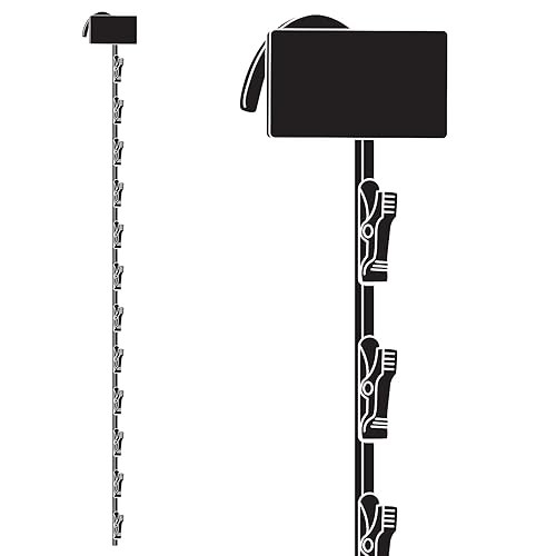 Negro, MS-29BK, individual  Tira de clip de 12 ganchos para estación de gancho Tira de comercialización de metal resistente  31 pulgadas de largo