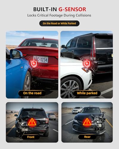 Image of 4K Dash Cam Front and Rear, HDR Night Vision Dash Camera for Cars 64GB Card 5.8GHz WiFi6 up to 20MB /s APP Control Dash Cams Built-in GPS, G-Sensor, Loop Recording, 170Wide Angle, 24H Parking Mode
