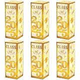 6 Pcs Light Up Graduation Centerpieces- Class of 2025 Graduation Lantern Boxes with LED Light for College High School Congrats Graduation Party Supplies(Gold)