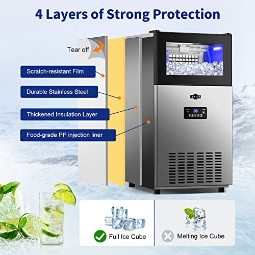 TYLZA Commercial Ice Maker 160 LBS/24H, 15" Wide Under Counter Ice Maker with 35LBS Ice Storage Capacity, Commercial Ice Machine Self Clean Stainless Steel Built-in or Freestanding Large Ice Machine - Image 5