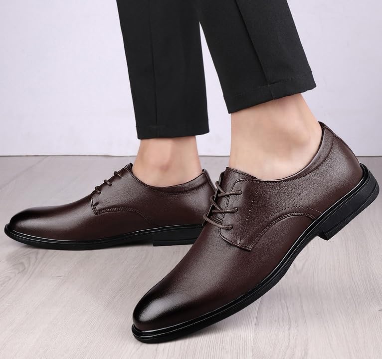 YZABEL Men's Classic Pointed Toe Lace Up Oxford Shoes, Comfortable Flat Low Top Casual Shoes, Rubber Non-Slip for Formal Business Wedding2