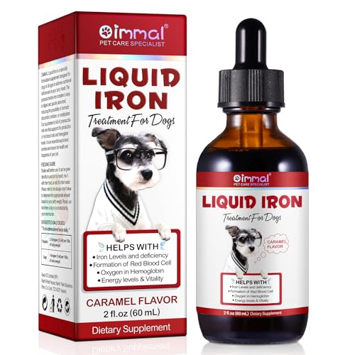 JSBNQRMZ Integratore di Ferro Liquido per Cani - Contro Anemia e Stanchezza - Complesso di Ferro Polisaccaridico ad Alto Assorbimento - Gusto Caramello - 60ml