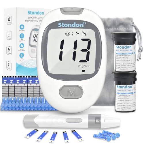 Glucose Monitor Kit, Diabetes Testing Kit, Blood Glucose Meter, 100 Glucometer Strips, 100 Lancets...