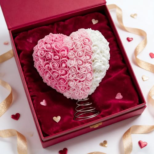 Puntas de árbol en forma de corazón y rosa para decoración festiva del hogar 3