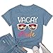 Vacay Mode Shirts Women Cute Sunglasses and Palm Trees Graphic Summer Beach Outfits Classic Crew Neck Short Sleeve Girl Hawaiian Shirts(Ink Blue-M)