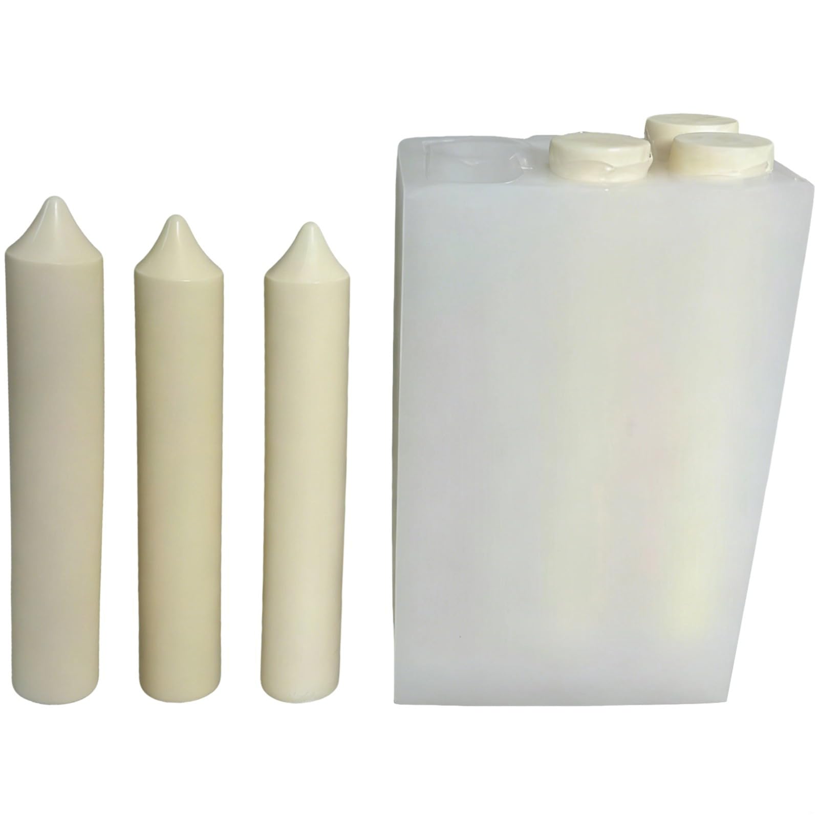 6-wnękowa silikonowa forma do produkcji świec, łatwe do usunięcia długie świece cylindryczne z otworem do nalewania, model DIY, 8,3 x 2,2 x 5,7 cala / 8,5 x 5,5 x 14,5 cm, do dekoracji domu i
