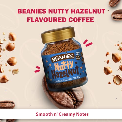 Image of Beanies Nutty Hazelnut Flavoured Instant Coffee | 50g | Freeze Dried Coffee with Rich Hazelnut