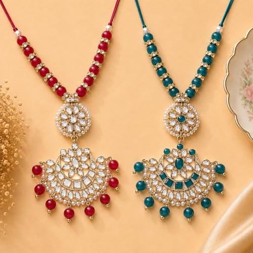 Image of I Jewels Womens Pearl Hanging Bracelet For Bhabhi /Sister (R068Q-Glco) (Set Of 2)