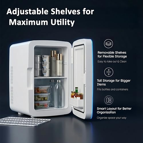 Image of KILIG Frio Mini Fridge | Portable Cooler & Warmer | 240V AC & 12V DC Power for Home & Car | Smart Temperature Control | Perfect for Food & Beverages, Travel, Skincare, Medicine | White