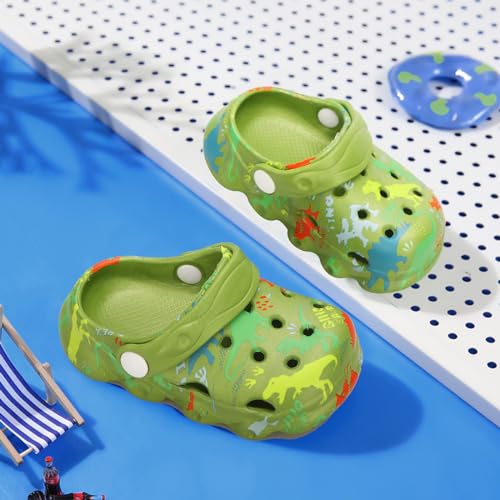 Owif Toddler Clogs Boys Girls Kids Dinosaur Garden Shoes Slip On Sandals Slides Water Summer Shoes For Outdoor Beach Pool -Dinogreen thumb #7