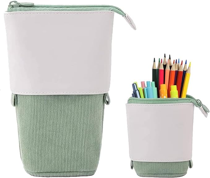 Dravina Canvas Aesthetic Pencil Pouch for Kids| Washable Standing Pencil Case for School & College Students, Cute Kawai Pouch for Kids| Large Capacity Multiutility Pouch for Girls & Boys (Green) (B0CWGRH7QH) Amazon Price History, Amazon Price Tracker