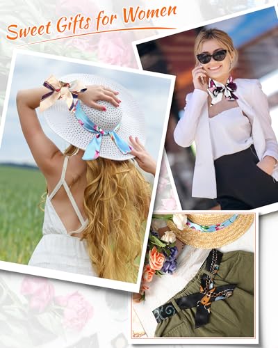 Vabean 90 Pcs Women purse scarf for handbag scarves Head Hair Neckerchief Handle Satin Ribbon for Women Decoration Gifts3