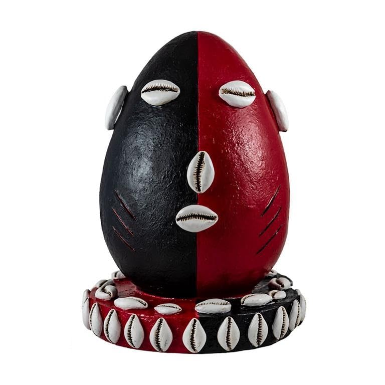 DRW Eleggua Orisha Head Figurine Red and Black Elegua Hand-Painted Resin, 23 x 23 x 31 cm, Various Shades, 23 x 23 x 31 cm