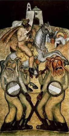 Peinture à l'huile Diego Rivera Battle Dance tableau salon 36x48 pouces reproduction d'art