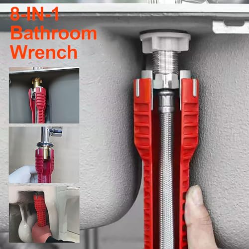 IBEIKE 8 in 1 Faucet Wrench Tool Set for Kitchen - Red Plumbing Tools Tap Sink Spanner Tap Multi-Purpose Wrench Tool for Tight Space, Sink Toilet Bowl, Bathroom Repair Installation 4 IBEIKE 8 in 1 Faucet Wrench Tool Set for Kitchen - Red Plumbing Tools Tap Sink Spanner Tap Multi-Purpose Wrench Tool for Tight Space, Sink Toilet Bowl, Bathroom Repair Installation - Image 4