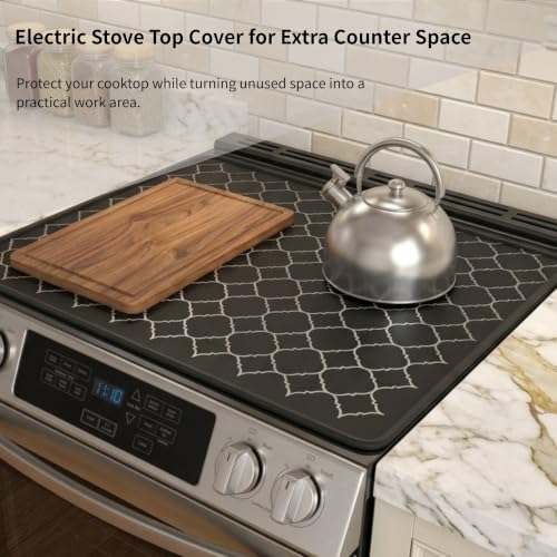 Image of Stove Top Covers for Electric Stove, 30x21inch Glasstop Protector | Silicone Stovetop Cover Cover, Non-slip Flat Oven Dish Drying Mats for Kitchen Counter, Cooktop Guard Mat for Kitchen RV
