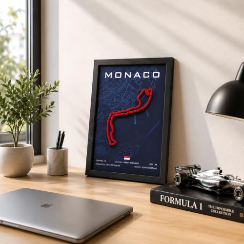 Image of CodersParadise Monaco Racing Circuit 3D Wall Art Frame, Motorsport Track Decor, Racing Fan Wall Hanging for Bedroom, Gaming Room, Office & Home Decoration
