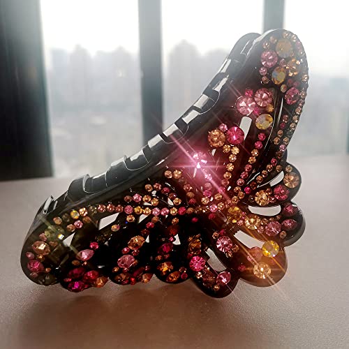Yusier 2 Pcs 5Inch Rhinestone Plastic Big Hair Clip Noble And Elegant Imitation Crystal Clips Prom Hair Accessories Claw Clips For Women Hair Clips For Thick Hair #TOP5