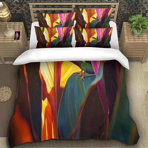 Parure gecko 3D 140x200 cm en microfibre premium douce et durable
