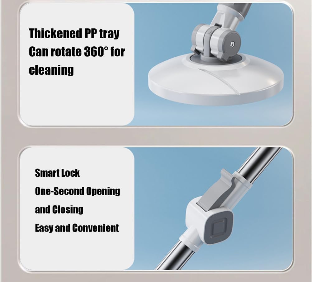 Spin Mop and Bucket Set 360° Spin Mop for Cleaning Floors Stainless Steel Handle Extendable Mop Floors with Reusable Pads Microfibrewet and Dry