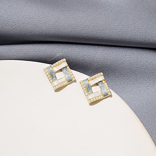 Boucles d'oreilles délicates perle carré micro incrusté bijoux mode pour femme