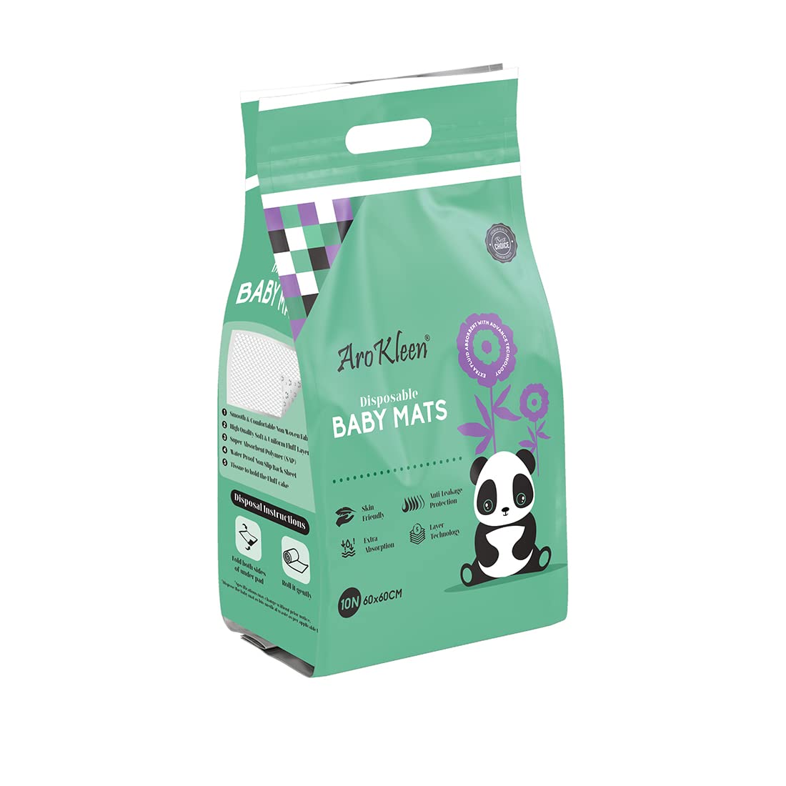 AROKLEEN 20 Count 60 X 60 CM Baby Disposable Changing Mats|Underpads| Anti-Leakage |Waterproof Bed Protector Sheet |Urine Protector Underpad |Skin Friendly |Super Absorbent |Fluff Layer- Large Size