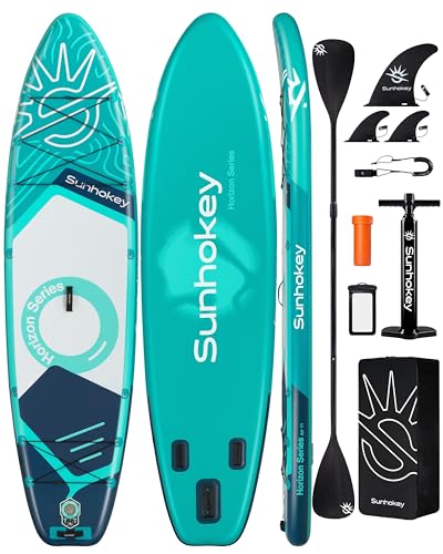 SUNHOKEY 11'×34'' Extra Wide Inflatable Paddle Board with Seam Welded Technology, Stand Up Paddle...